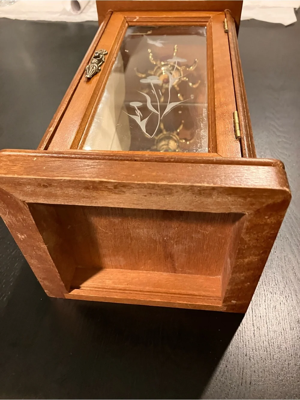 Wooden Jewelry Cabinet with Glass Door - Brown